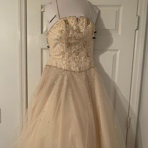 Cream with sequin Prom Dress